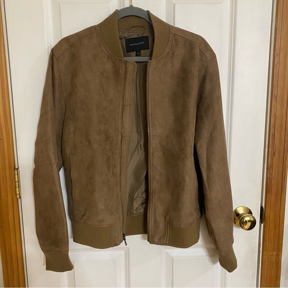 Banana Republic Men’s Bomber Jacket Suede Acorn color size S